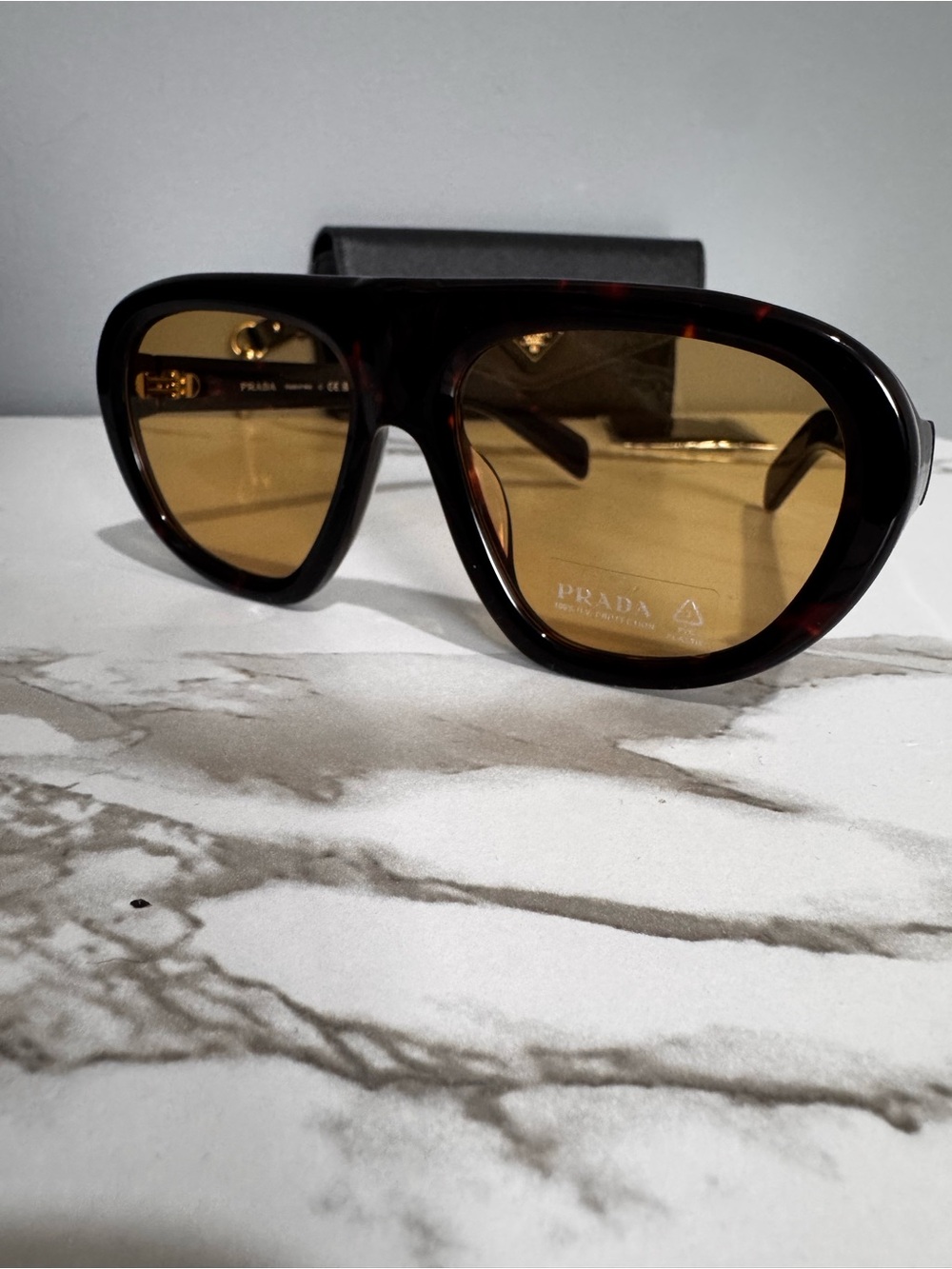 Women’s Men’s Tortoiseshell Aviator Sunglasses with Amber Lenses